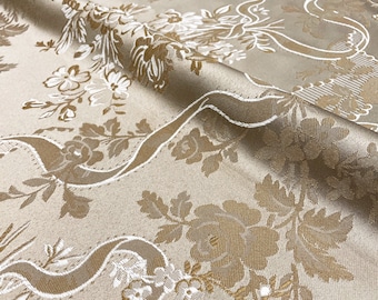 Tela de brocado Jacquard con cinta floral marrón dorado/cortinas, cortinas, tapicería, disfraces/tela cortada a medida