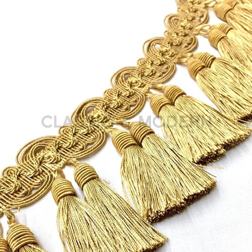 LAVIELA Gold 3 Beaded Tassel Fringe Trim / Drapery Etsy