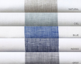 6 COULEURS / 300 cm / 118 po. de LARGE Tissu uni 100 % lin Lanshire pur à rayures 175 g/m² / Rideaux, rembourrage, vêtements / Tissu par mètre/