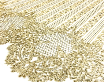 Charlotte METALLIC GOLD Geometric Glitter Mesh Tulle Mesh Lace Dress Fabric / Sold by the Yard