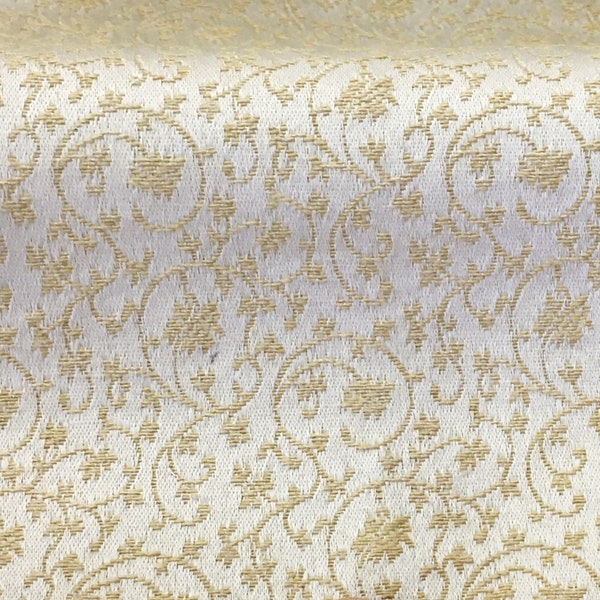 MILANO Beige Ivory Small Swirl Jacquard Brokat Stoff / Verkauft lose Lagerware