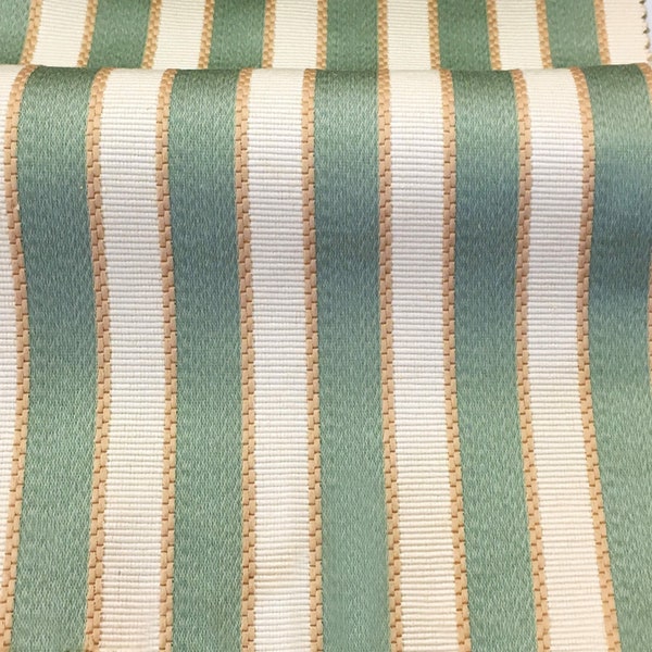 SICILY Green Ivory Striped Jacquard Fabric / Curtain, Drapery, Upholstery, Pillow, Event Decor / Fabric by the Yard
