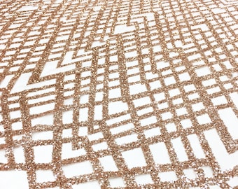 5 YARDS / Amandine PINK SILVER Geometric Glitter Mesh Tulle Mesh Lace / Fabric by the Yard