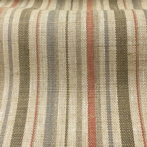 Pure 100% Multicolor Stripe Linen, 170 gsm / Drapery, Curtain, Upholstery, Costume, Apparel / Fabric by the Yard