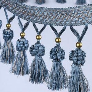 11 YARDS / 17 COLORS / MELINIA Beaded Ball Tassel Fringe Trim / Drapery, Upholstery, Pillows, Home Decor