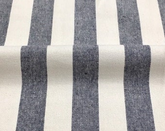 Waterford Pure 100% 1 Inch Stripe Cotton, 280 gsm / Grey on Cream / Drapery, Curtain, Upholstery, Costume, Apparel /Fabric by the Yar