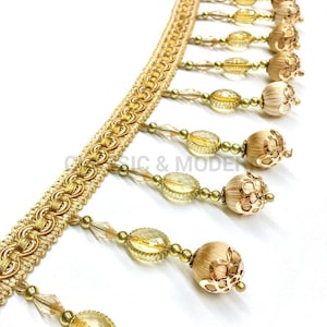 LUXURY BELLEVUE 4&quot; Two Tone Beaded Trim, Beaded, Tassel, Fringe / Drapery, Upholstery, Pillows, Home Decor / By the yard