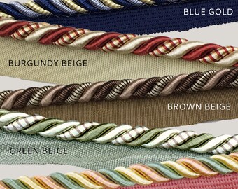 14 mint green metallic gold striped rope cord trim 18 yards