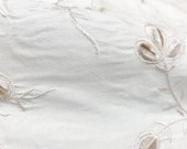 Tone on Tone Floral Flower Embroidery Silk Fabric Drapery, Curtain, Upholstery, Pillow, Costume Fabric by the Yard