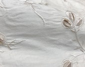 Tone on Tone Floral Flower Embroidery Faux Silk Fabric Drapery, Curtain, Upholstery, Pillow, Costume Fabric by the Yard
