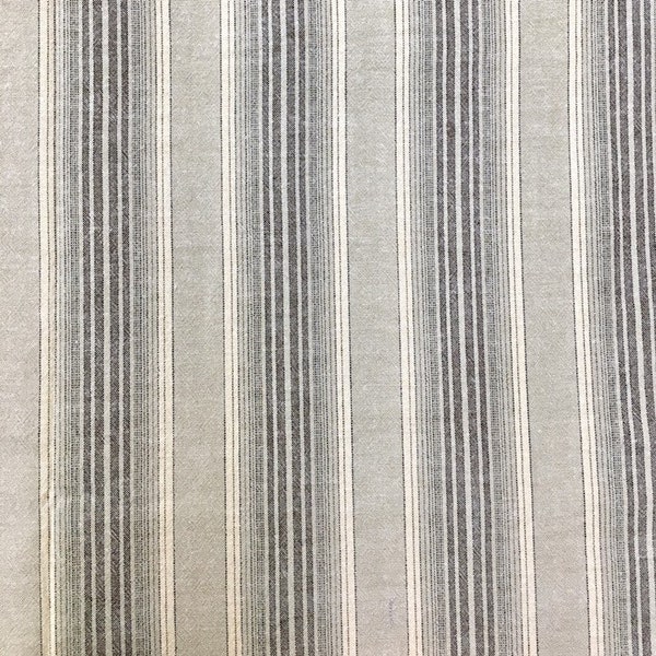 Lightweight Sage Brown Beige Striped Fabric / Drapery, Upholstery / Ivory, Beige, Gold /Fabric by the Yard