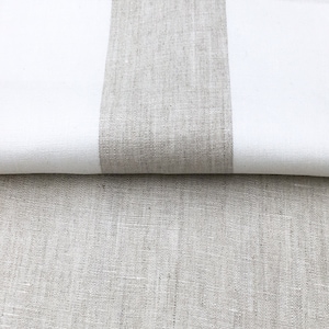 300cm / 118&quot; WIDE Lanshire Pure 100% linen Stripe Solid Fabric 175gsm /Natural Beige White /Curtain, Upholstery, Apparel /Fabric by the Yard