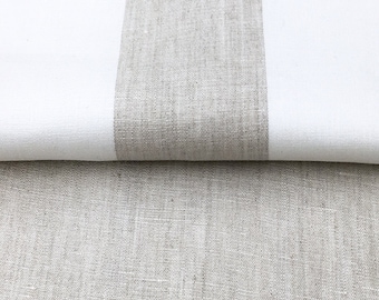 300cm / 118" WIDE Lanshire Pure 100% linen Stripe Solid Fabric 175gsm /Natural Beige White /Curtain, Upholstery, Apparel /Fabric by the Yard