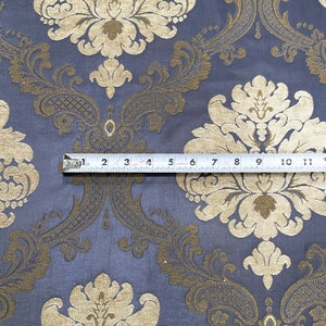 Labelle Damask Brocade Jacquard Dark Blue Fabric/Drapery, Upholstery, Decor, Costume/Fabric by the Yard image 4