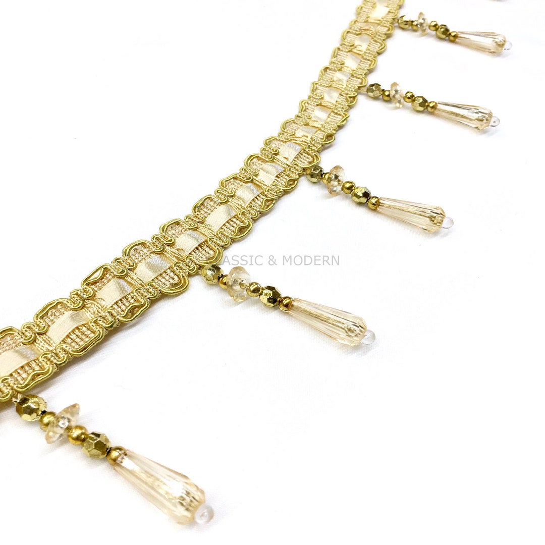 ELLA Gold 3 Beaded Tassel Fringe Trim / Drapery Etsy