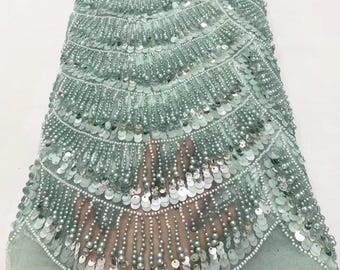 5 YARDS / 9 COLORS / HYMENAIOS Sequin Beaded Embroidery Glitter Mesh Dress Lace Fabric