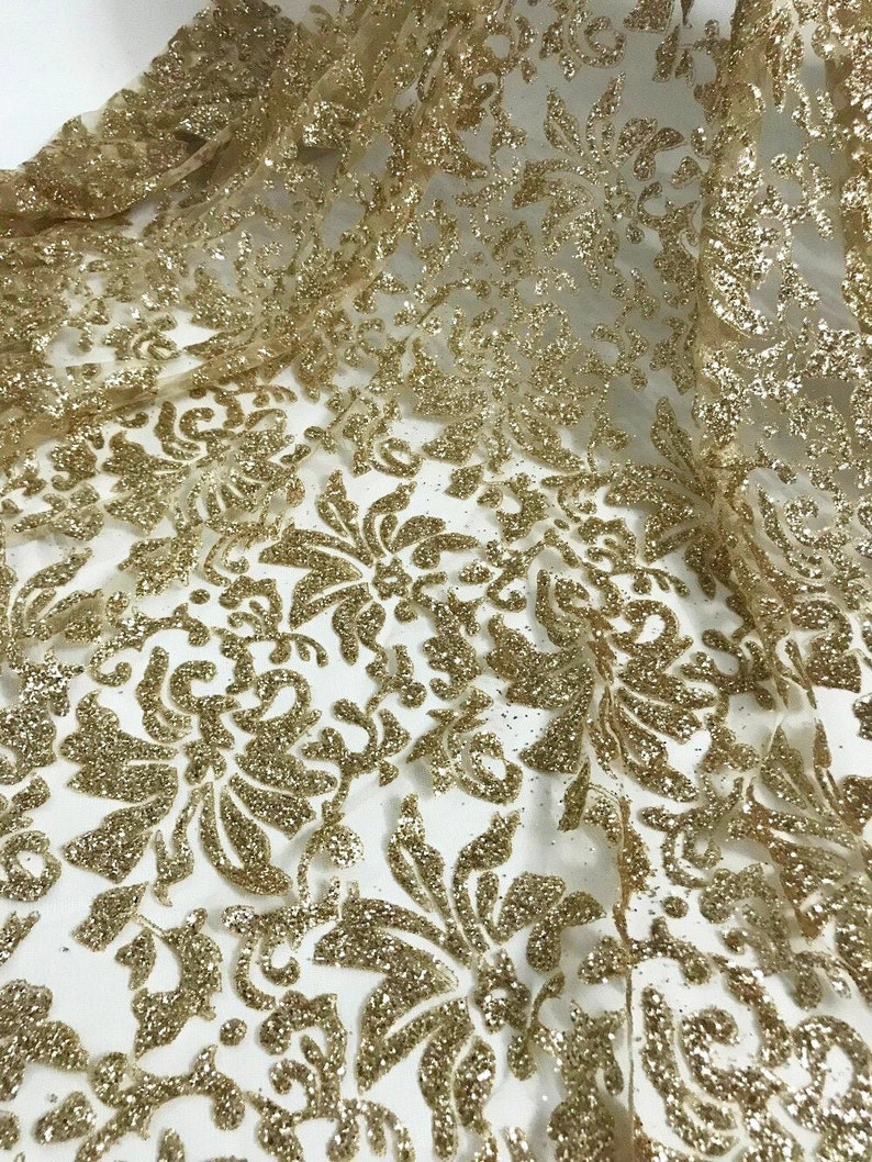 5 YARDS / Metallic Gold Glitter Embroidery Mesh Lace / Dress - Etsy
