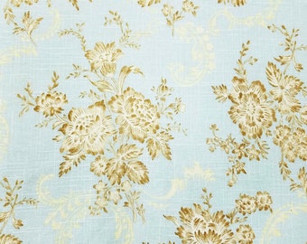 4 COLORS / Classic Floral Linen Cotton Print , 290gsm / Drapery, Curtain, Upholstery, Costume, Apparel /Fabric by the Yard / LTE