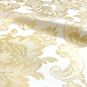 110&quot; Wide IVORY GOLD Royal Floral Damask Jacquard Fabric/ Drapery,Upholstery,Pillow,Decor,Costume /Fabric By the Yard