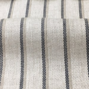 MOON Pure 100% Grey Taupe Stripe Linen, 170 gsm / Drapery, Curtain, Upholstery, Costume, Apparel / Fabric by the Yard