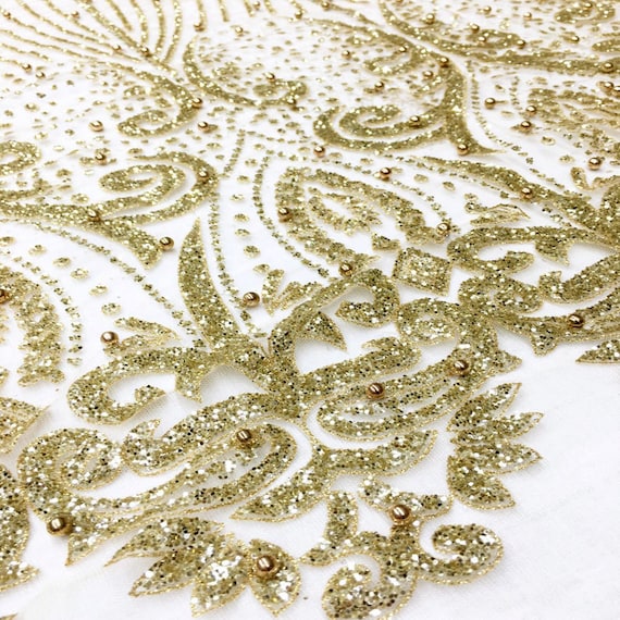 Stella METALLIC GOLD Glitter Mesh Lace / Dress Fabric / Sold by the Yard -  Etsy