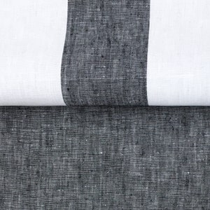 300cm / 118&quot; WIDE Lanshire Pure 100% linen Stripe Solid Fabric 175gsm  / Black White / Curtain, Upholstery, Apparel /Fabric by the Yard