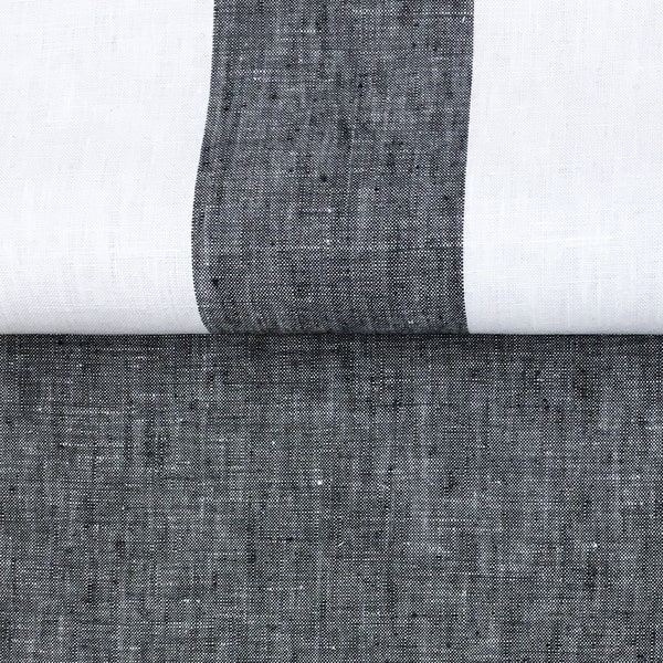 300cm / 118" WIDE Lanshire Pure 100% linen Stripe Solid Fabric 175gsm  / Black White / Curtain, Upholstery, Apparel /Fabric by the Yard
