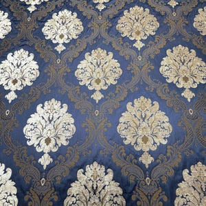 Labelle Damask Brocade Jacquard Dark Blue Fabric/Drapery, Upholstery, Decor, Costume/Fabric by the Yard image 5