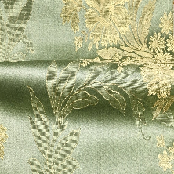 Green Jacquard Designer Fabric By The Yard, GG Fabric For Custom