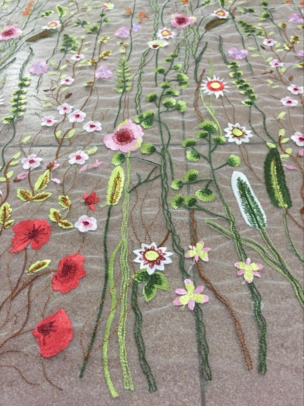Angel Garden Floral Embroidery Tulle Mesh Lace / Fabric by