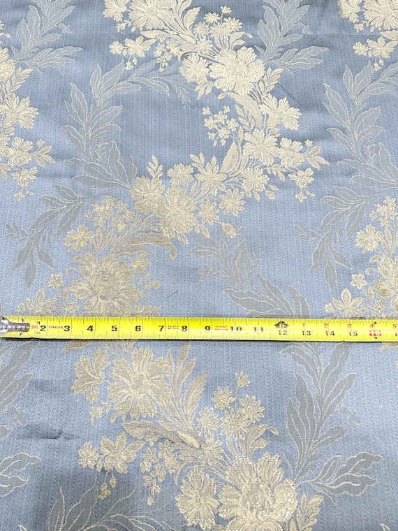 GINEVRE Blue Gold Floral Jacquard Brocade Fabric Curtain Drapery Upholstery Pillow Fabric by the Yard Etsy UK