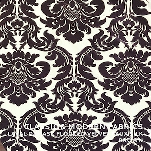 3 YARDS / Laval Floral Damask Velvet Faux Silk Fabric/Gold, Brown/Curtain, Drapery, Upholstery, Pillow/Fabric by the Yard