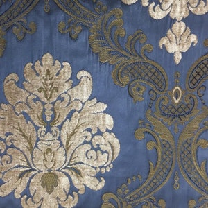 Labelle Damask Brocade Jacquard Dark Blue Fabric/Drapery, Upholstery, Decor, Costume/Fabric by the Yard
