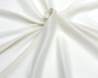 3 YARDS / Striped Ivory Crushed Sheer Voile Fabric / Drapery, Curtain, Upholstery, Pillow, Costume