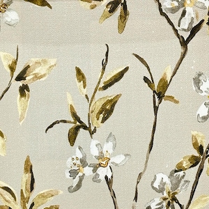 Akrai Sage Green Beige Floral Cotton Fabric / Fabric by the Yard