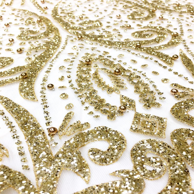 Stella METALLIC GOLD Glitter Mesh Lace / Dress Fabric / Sold Etsy