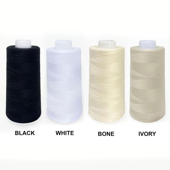 All Purpose Sewing Thread Spools - White Blacck Serger Thread Cones of 3000 Yards Polyester Thread for Overlock Sewing Machine Quilting 2 Pack