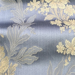 GINEVRE Blue Gold Floral Jacquard Brocade Fabric / Curtain, Drapery, Upholstery, Pillow/ Fabric by the Yard