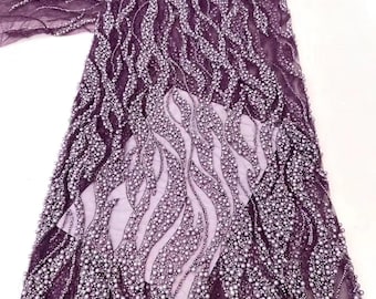5 YARDS / 6 COLORS / ASKLEPIOS Sequin Beaded Embroidery Glitter Mesh Dress Lace Fabric
