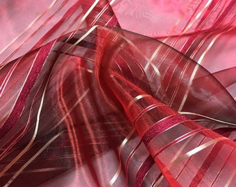5 YARDS / 3 Colors /  110" Wide Striped Iridescent Sheer Fabric / Drapery, Curtain, Home Decor / fabric by the yard