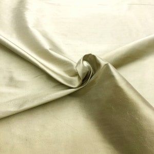100% Silk Light Beige Green Dupioni Fabric/Drapery, Curtain, Upholstery, Pillow / Fabric by the Yard