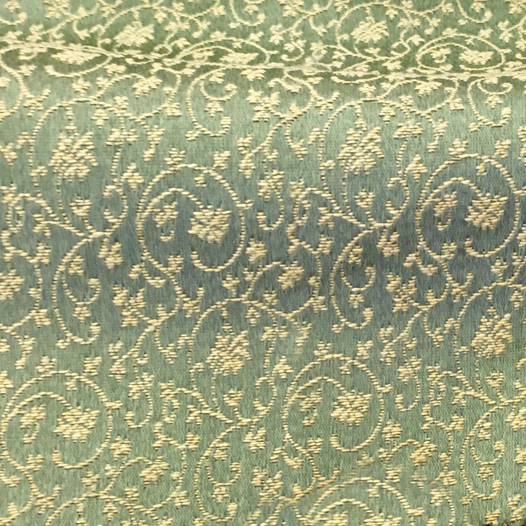 Set 2 Federe Per Cuscini Decorative Indiane – Broccato Di Seta Sintetica Oro E Verde Chiaro, 45x45 Cm, Con Cerniera