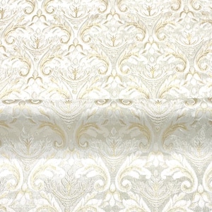 110&quot; Wide CATERINA Ivory Light Gold Damask Stripe Brocade Jacquard Fabric