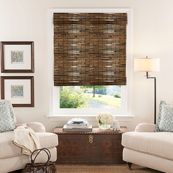 Cordless Woven Wood Rattan Bamboo Roman Shade Blind Wallcovering Custom Made Window Treatment Door Blinds Etsy UK