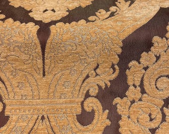 Tecido de veludo damasco contrastante clássico marrom TENOR de 110" / Cortinas, estofados / Vendido por jarda
