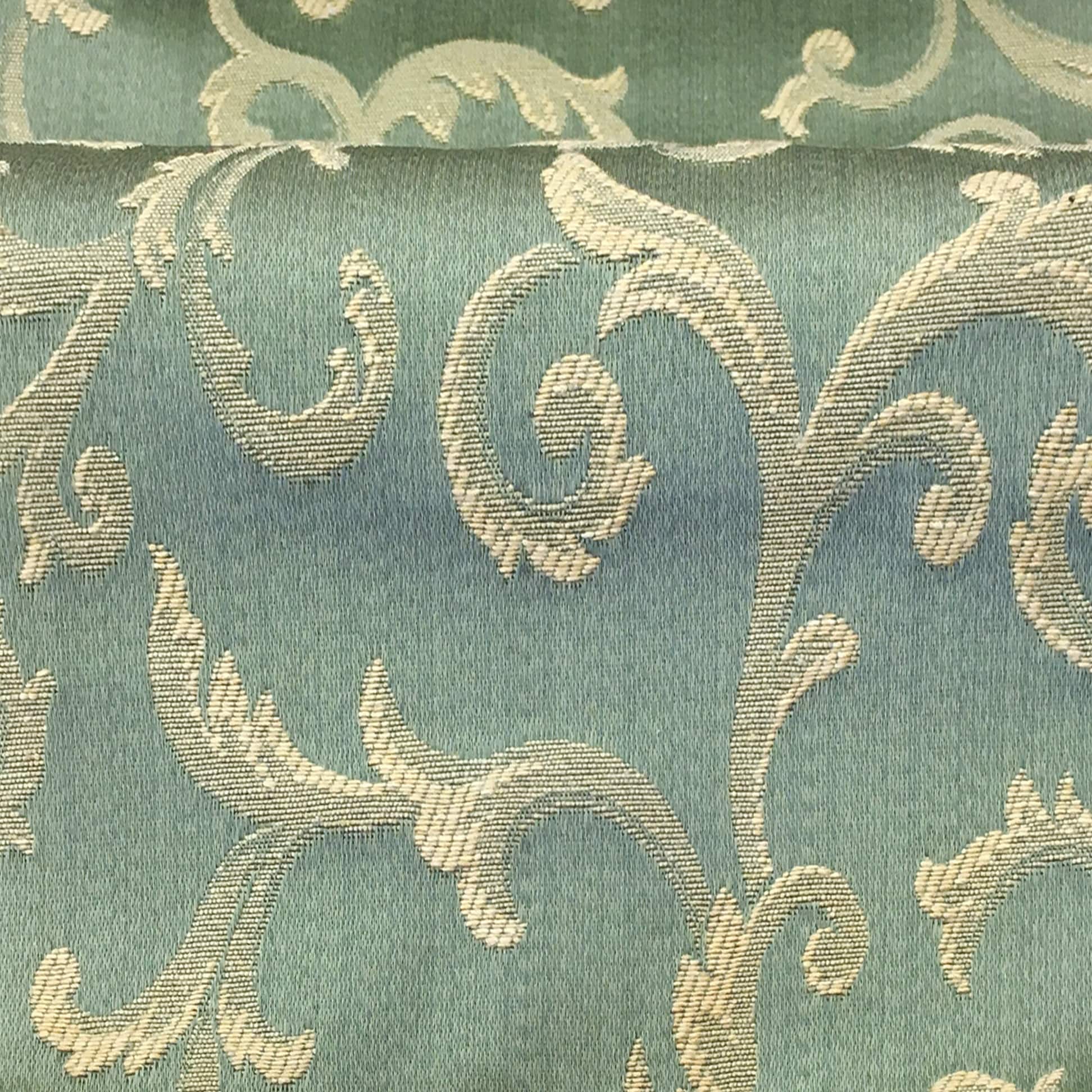 Scroll Swirl Jacquard Fabric, Gold / Grey, Heavy Upholstery, 54 Wide