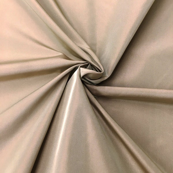 120 "ANCHO Beige oscuro sólido Faux Taffeta Silk Dupioni Fabric / Drapery, Cortina, Tapicería, Almohada / Tela cortada a medida