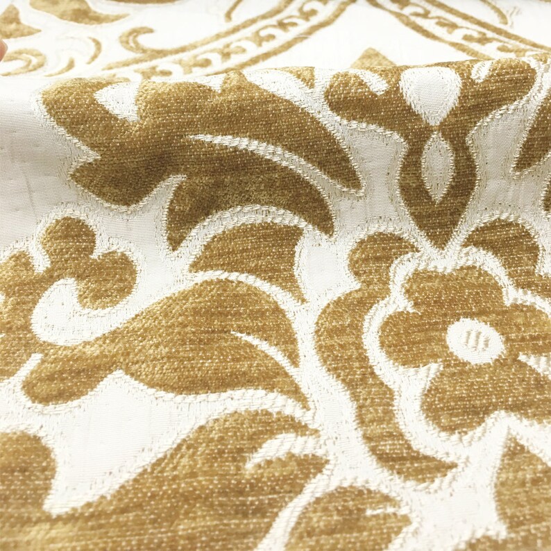 SAMPLE SWATCH Classic Floral Damask Velvet Fabric/ Gold Etsy