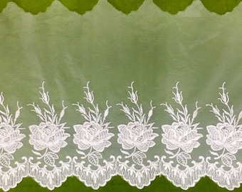 3 YARDAS/Encaje ancho/Encaje blanco roto/Encaje de algodón/Encaje de crochet/Encaje eduardiano/Novias, vestidos, muñecas, disfraces/Encaje cortado a medida