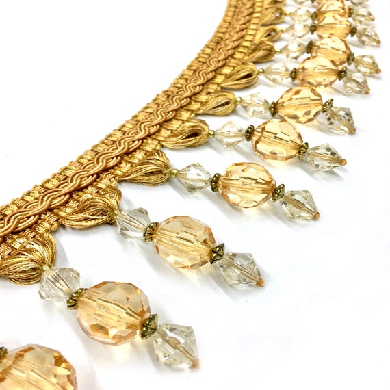 Antoinette 4 Gold Beaded Tassel Fringe Trim Drapery Etsy